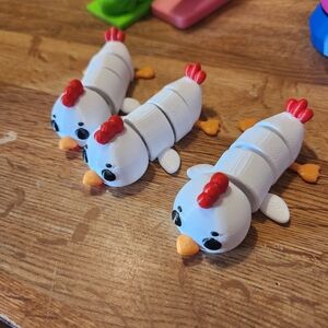 Cute White & Red Chick Toy Set - 3pcs